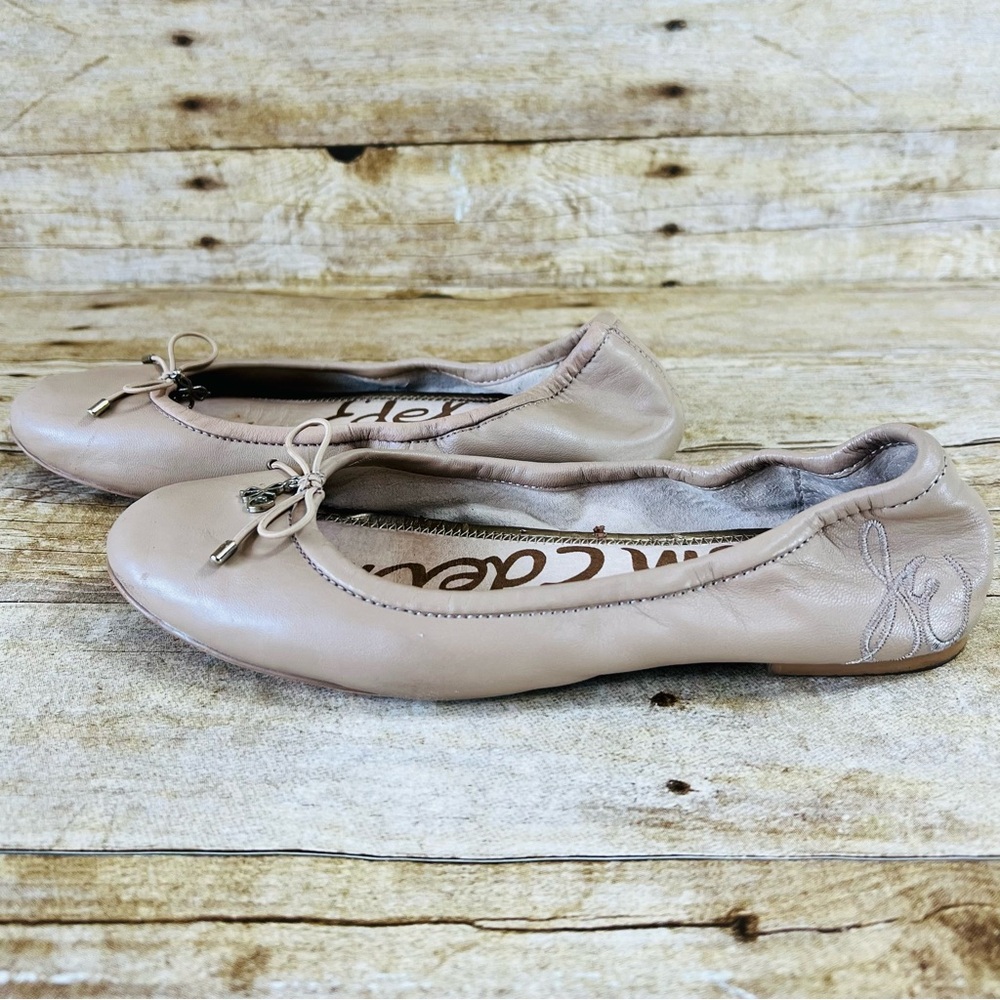 Sam Edelman Felicia Ballet Flats Beige Leather Bow Charm Shoes Womens 6M - Picture 5 of 16